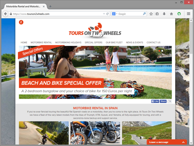 Tours On Two Wheels Website Design