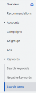 Google Ads campaign manager and search terms
